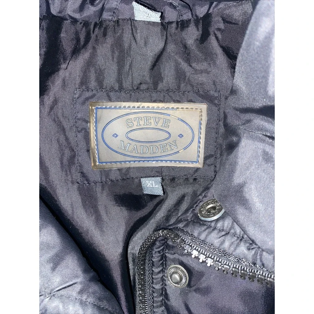 Steve Madden Juniors Puffer Coat Down Nylon Winter Black Logo Warm Girls Sz XL